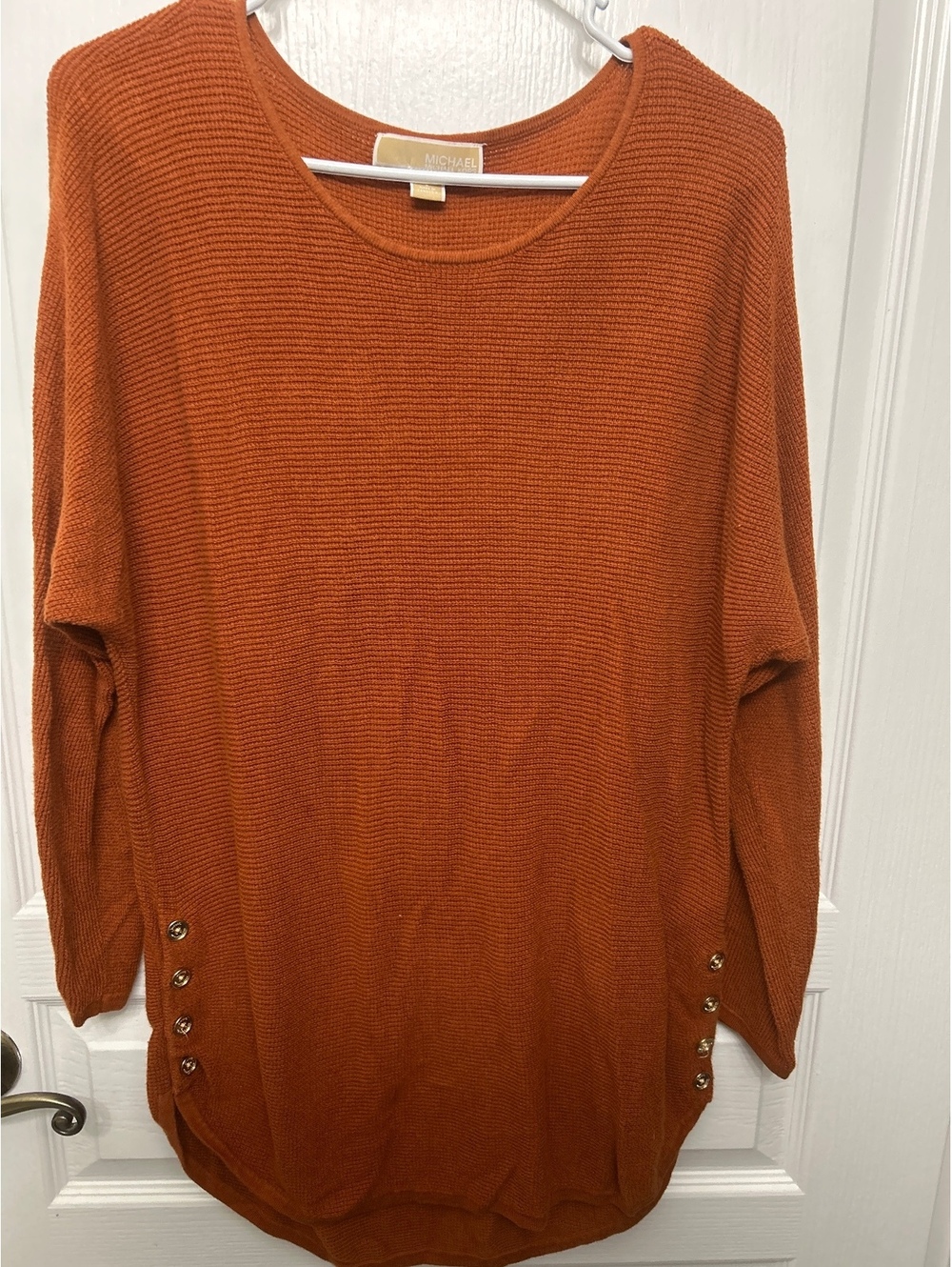 Michael Kors Long Sleeve Knit Sweater Dress in Burnt Orange, Size Large - Picture 1 of 5